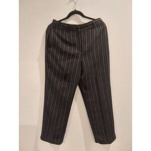 Laura Scott Black Slacks Pants Pink Pinstripes Gossip Girl Quiet Luxury 10Petite